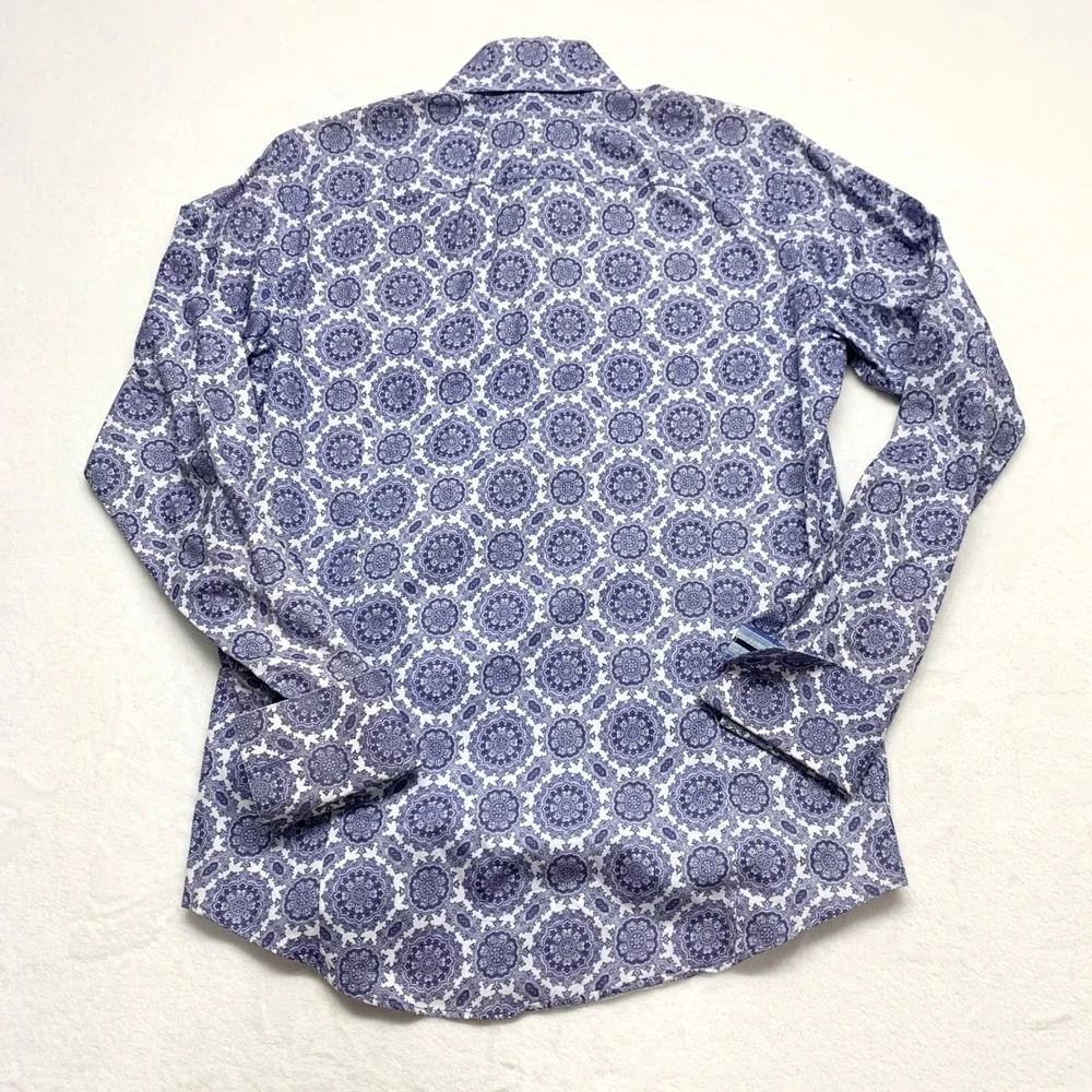 Banana Republic Medallion Button Down Mens Size S‎ Blue Mandala Print Cotton